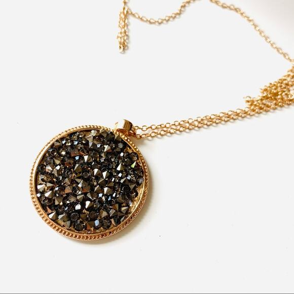 NORDSTROM REVOLVE Gold Circle Medallion Pendant Long Layering Necklace Jewelry - Picture 3 of 7